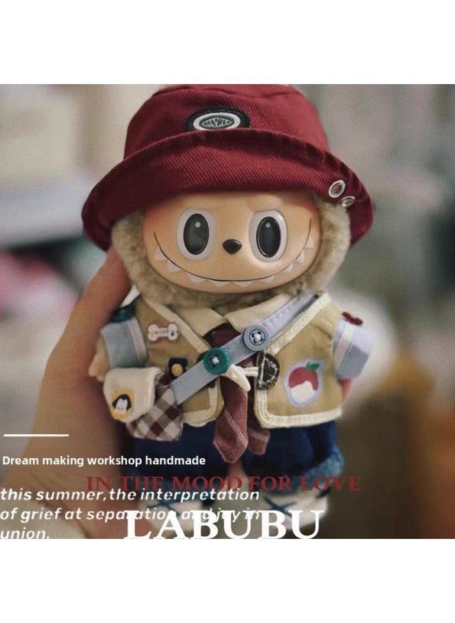 Bubble Mart Macaron Costume Labubu Doll Clothes Standing Generation V1 Labubu Clothing Clothes 17cm Suit-Specification:One Size Fits All-Color:Labubu Wandering T-shirt Set (not Including Labubu) Hat Needs To Be Opened By Yourself  - Image 1