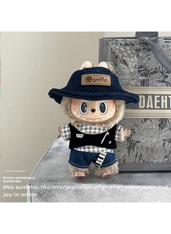 Bubble Mart Macaron Costume Labubu Doll Clothes Standing Generation V1 Labubu Clothing Clothes 17cm Suit-Specification:One Size Fits All-Color:Labubu Wandering T-shirt Set (not Including Labubu) Hat Needs To Be Opened By Yourself  - Image 4