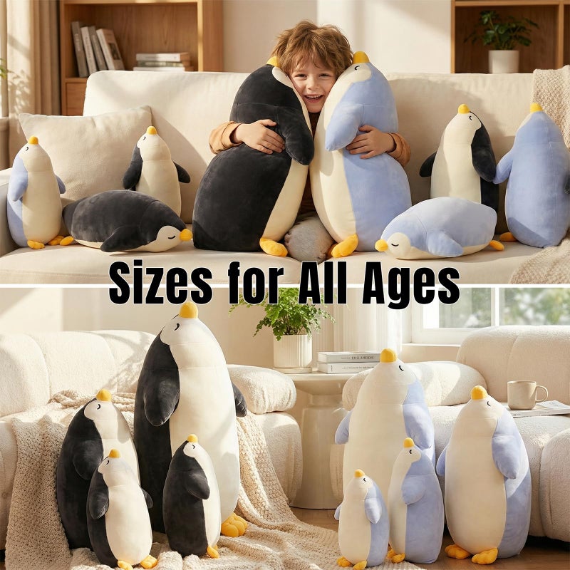DENTRUN Penguin Stuffed Animals Bulk Cute Penguin Plush Doll Play Toys for Kids Girls Boys Adults Birthday Xmas Halloween Present Adorable Soft Plushies 1220181122442598 Inchs Blue Black - Image 3
