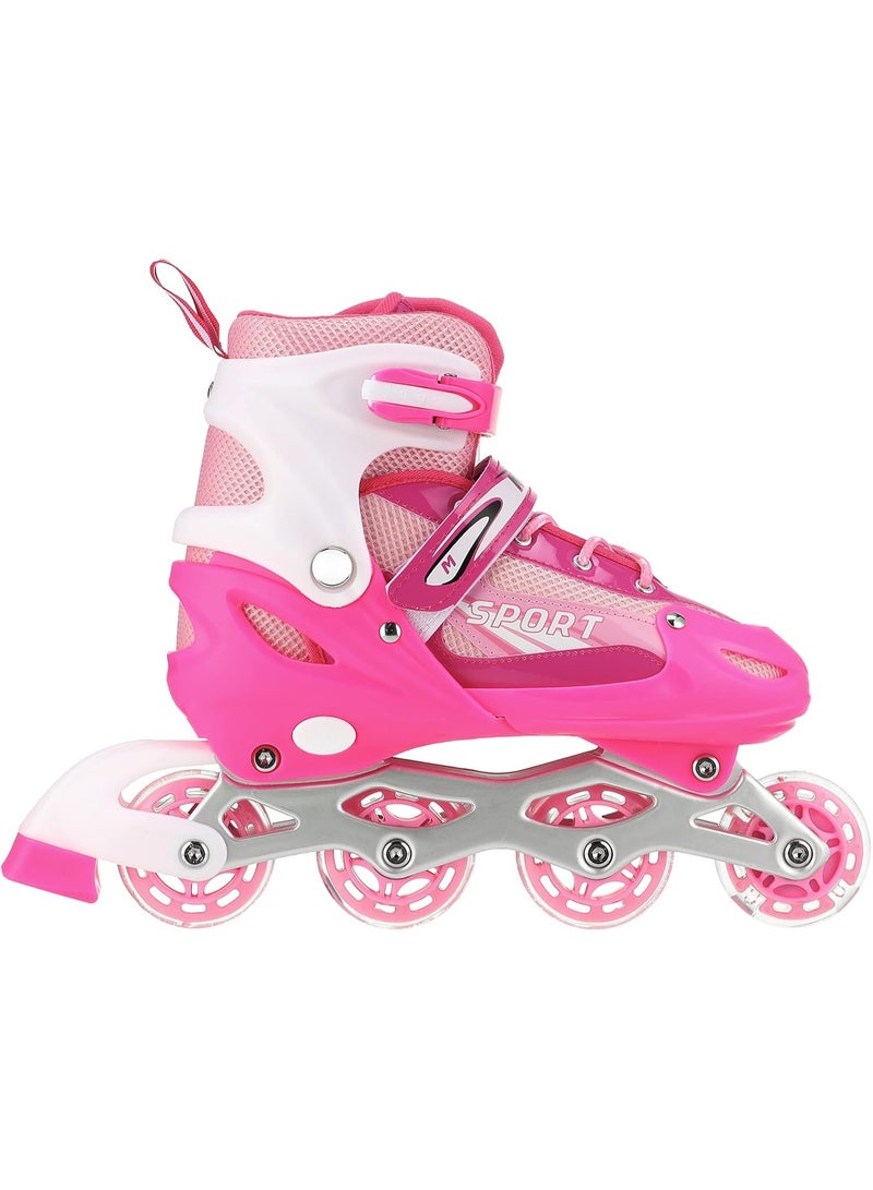 Adjustable Roller Skates with Light Up Wheels Professional Inline Skating Shoes-Lighting Wheel Comfort Skate Shoes - Size L 38-41 Pink - Image 3