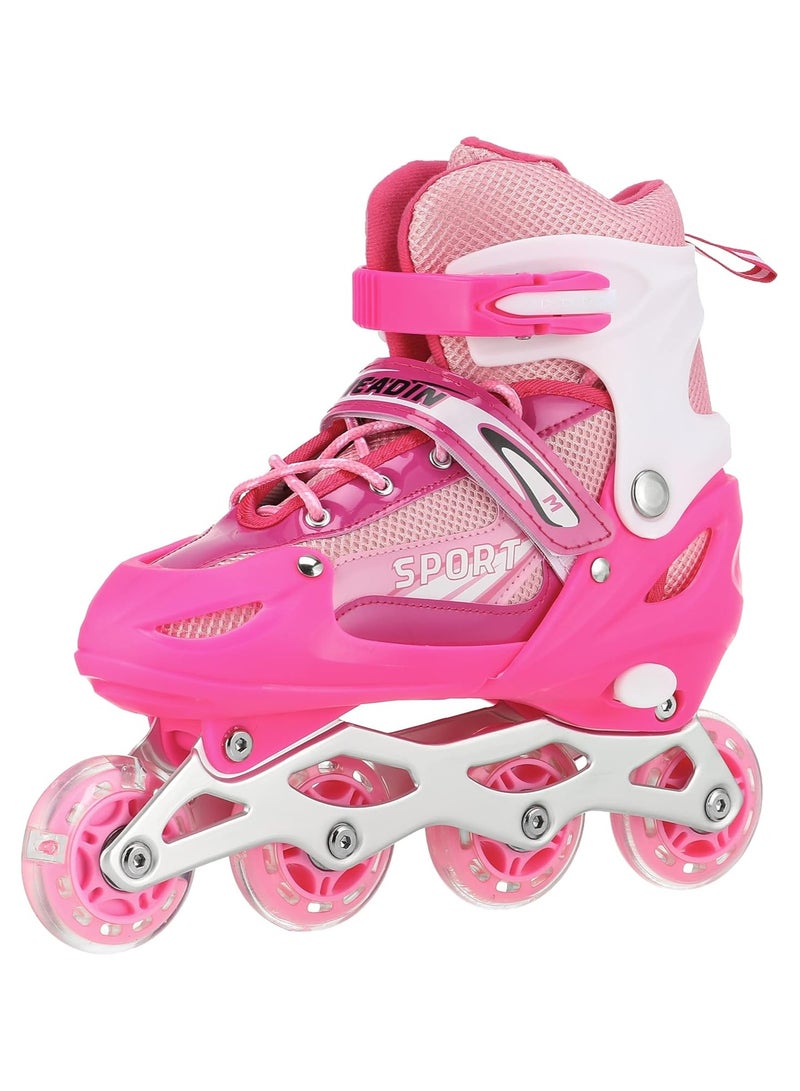 Adjustable Roller Skates with Light Up Wheels Professional Inline Skating Shoes-Lighting Wheel Comfort Skate Shoes - Size L 38-41 Pink - Image 2
