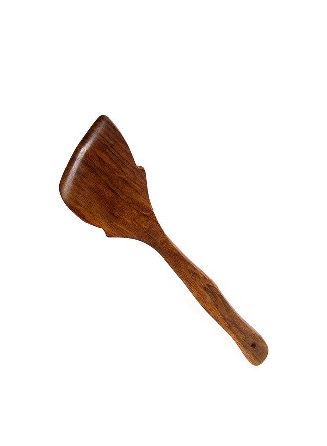 Petals Ethnic Wooden Kitchen Utensil Combo | Set of 3 – Oval Ladle, Taveta Big & Nirlep Taveta | Handcrafted Cooking & Serving Spoon Set with Smooth Handle (Wood) - Image 4