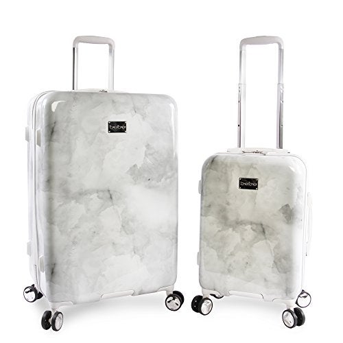 BEBE Womens Lilah 2 Piece Set Suitcase with Spinner Wheels Silver Marble One Size