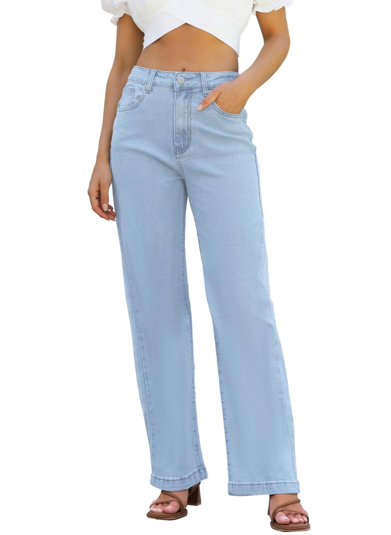 ETTELO Womens Jeans High Waisted Straight Leg Loose Stretchy Lightweight Tummy Control Trendy Jeans for Women 2025 - Image 1