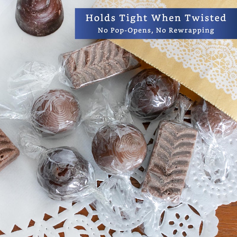 FIESTA WRAPS Clear Candy Wrappers for Caramels (300 Pcs 5 x 5 inches) - Natural Clear Cellophane Wrapper - Candy Wrapping Paper for Caramel, Chocolate, Nougat, and Lollipops - Image 4