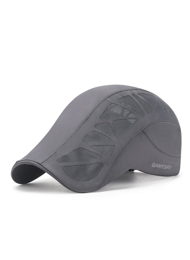 NOVOLAN Baseball Cap Duckbill Brim Lightweight Sun Protection Unisex Breathable Mesh Peaked Cap Outdoor Travel Sunshade Forward Hat Casual Sunscreen Quick-Drying Adjustable Back Buckle (Dark gray) - Image 1