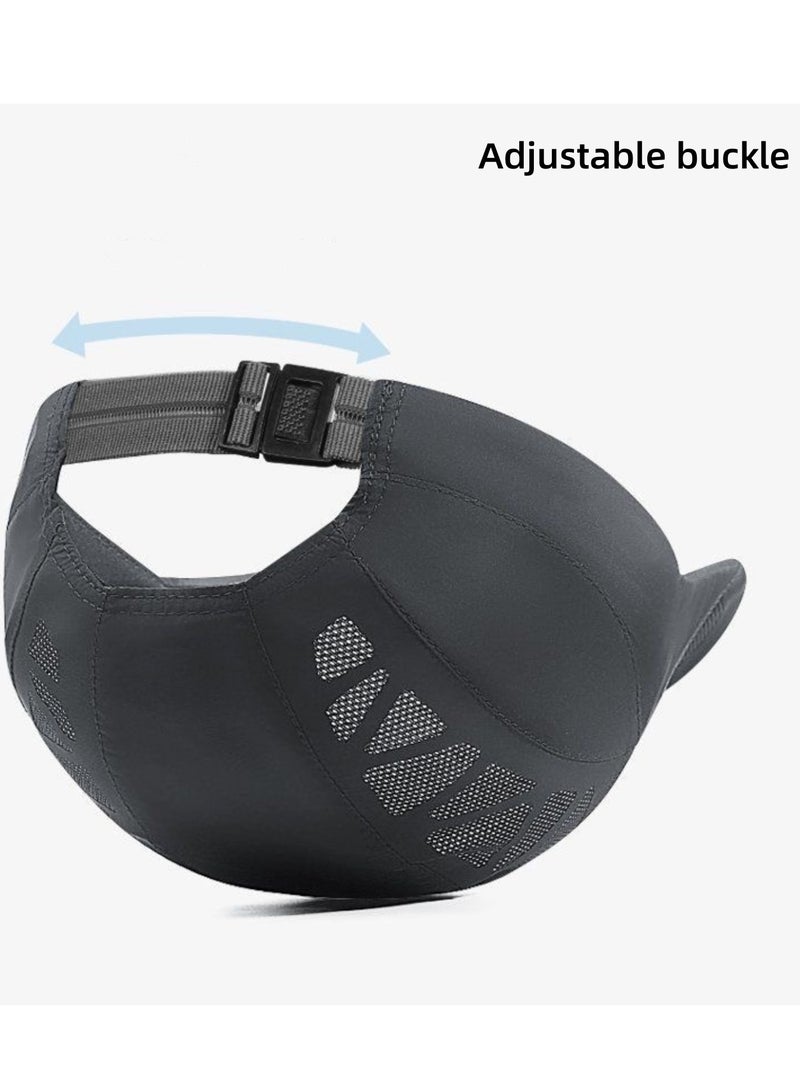 NOVOLAN Baseball Cap Duckbill Brim Lightweight Sun Protection Unisex Breathable Mesh Peaked Cap Outdoor Travel Sunshade Forward Hat Casual Sunscreen Quick-Drying Adjustable Back Buckle (Dark gray) - Image 3