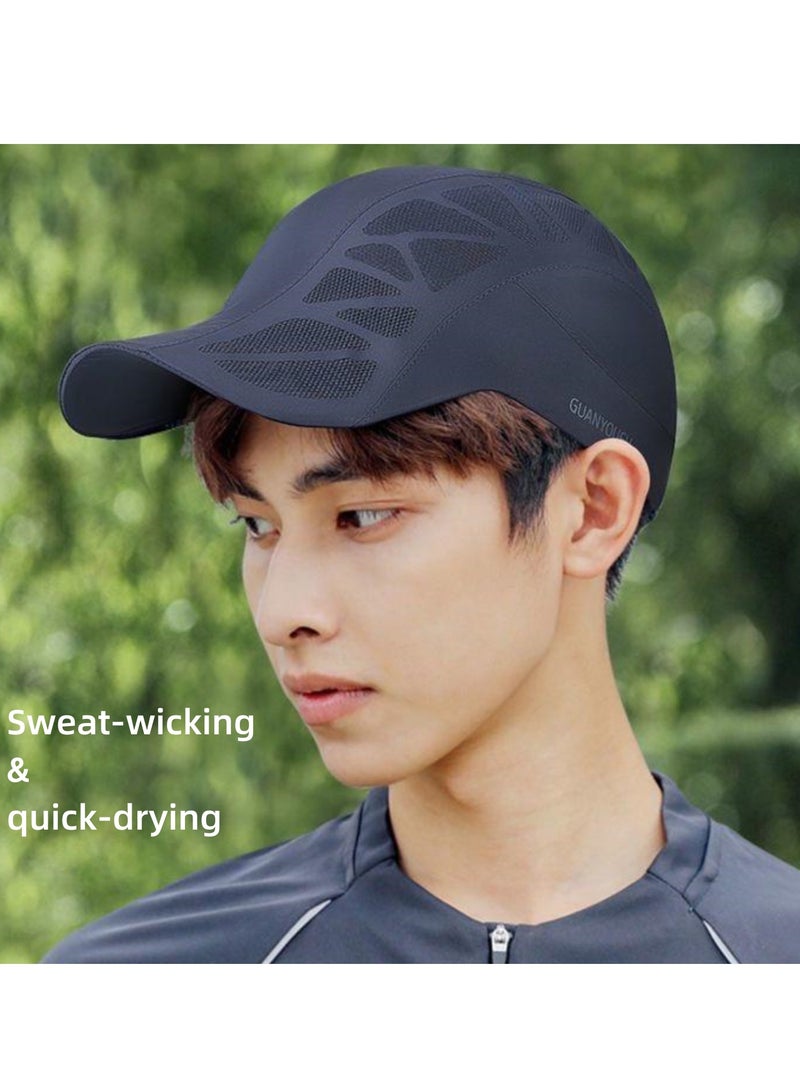 NOVOLAN Baseball Cap Duckbill Brim Lightweight Sun Protection Unisex Breathable Mesh Peaked Cap Outdoor Travel Sunshade Forward Hat Casual Sunscreen Quick-Drying Adjustable Back Buckle (Dark gray) - Image 4