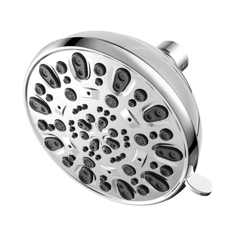 High Pressure Shower Head VMASSTONE 47 Rain Fixed Showerhead 7Spray Setting with Adjustable Brass Swivel Ball Joint Excellent Replacement for Your Bath Shower Head FM001 Chrome