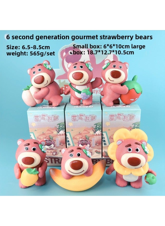 In Stock And Fast Delivery Strawberry Bear Hand-made Blind Box Sleeping Series Butt Butt Bear Doll Trendy Play Gashapon Girl Heart Ornaments 