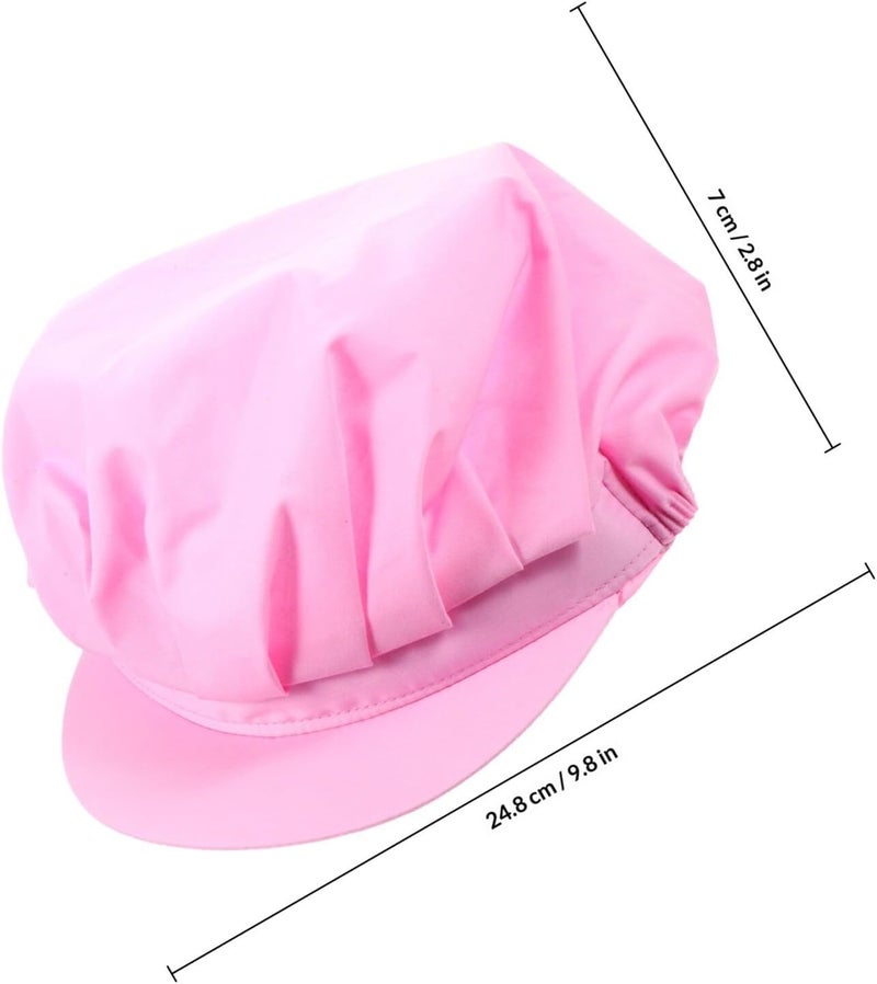 ORFOFE Chef Cooking Hat Dust Work Cap Pink Cotton Breathable Washable Food Service Uniform Hat for Restaurant and Workshop Use - Image 2