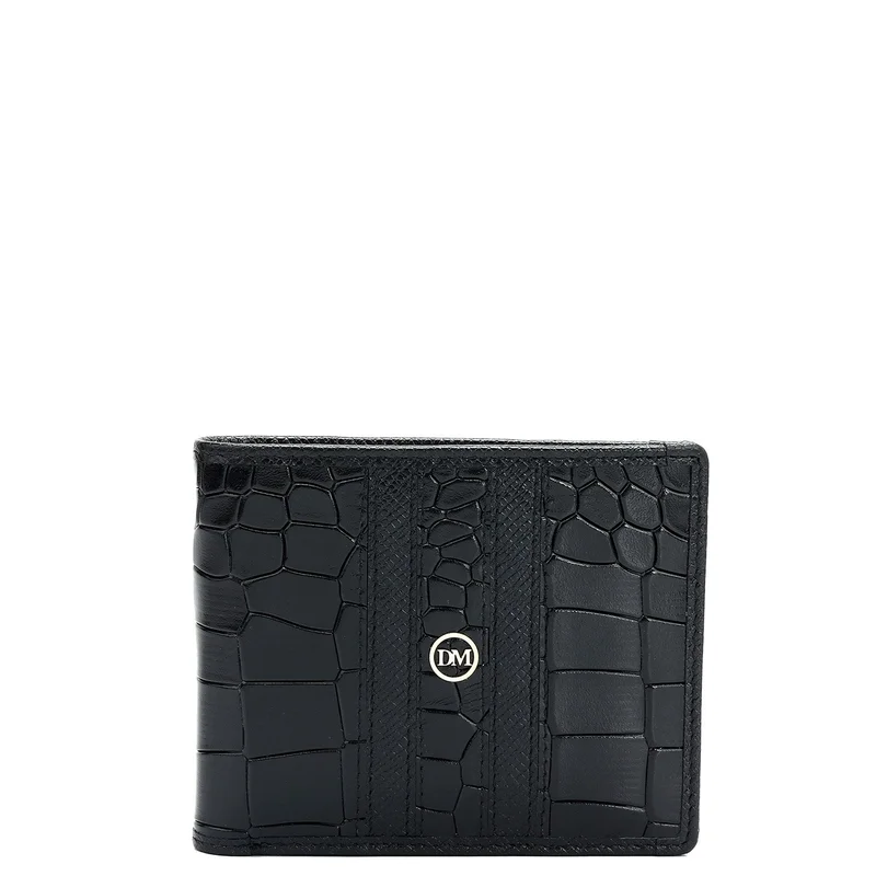دا ميلانو Black Bifold Leather Mens Wallet