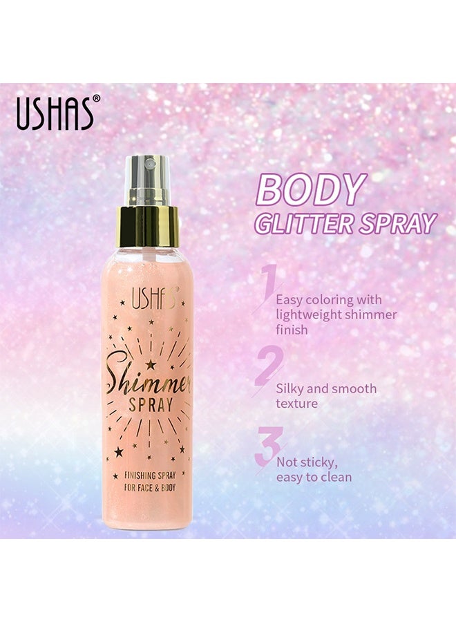 Ushas Glitter Spray, Long-Lasting Body Shimmer Spray 110 ML, Glitter Makeup for Face Body, Festival Glitter for Birthday Party (#03) - Image 3