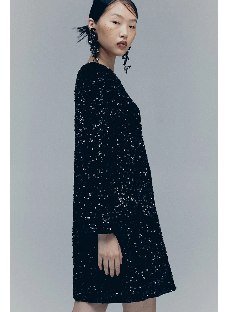 H&M Sequined A-Line Dress