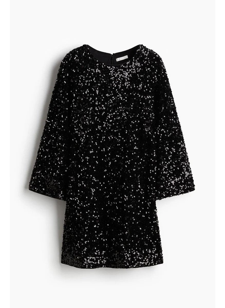 H&M Sequined A-Line Dress