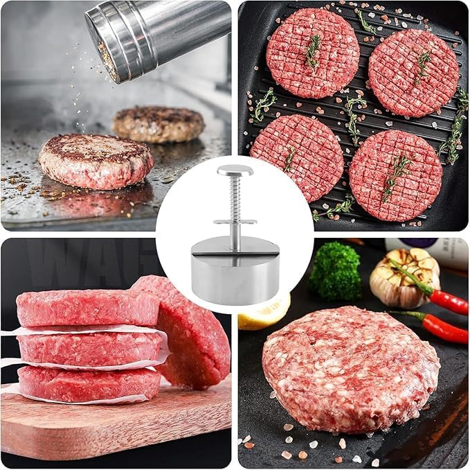 7 Seas 7Seas Stainless Steel Adjustable Burger Press Burger Tikki Maker Burger Press Hamburger Patty Maker Adjustable Burger Patty Maker Patty Making Mold for Meat Vegetables Beef BBQ Barbecue  - Image 3