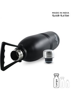 Atlasware Water Bottle with a Capacity of 2000 ml, Stainless Steel Water Bottle that keeps Cold for 130 Hours and Keeps Heat for 52 Hours, Black  - Image 5