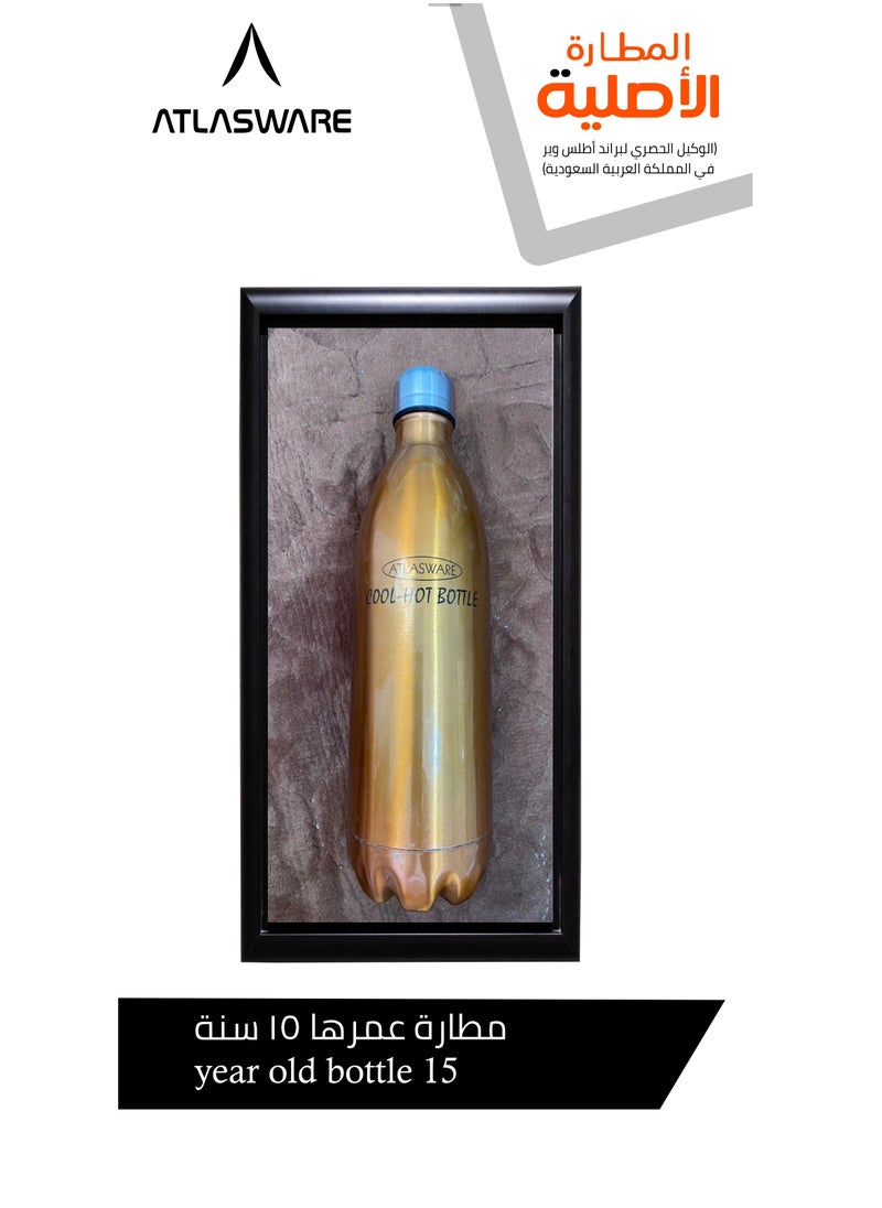 Atlasware - Water Bottle with a Capacity of 2000 ml, Stainless Steel Water Bottle that keeps Cold for 130 Hours and Keeps Heat for 52 Hours, Black - Image 1
