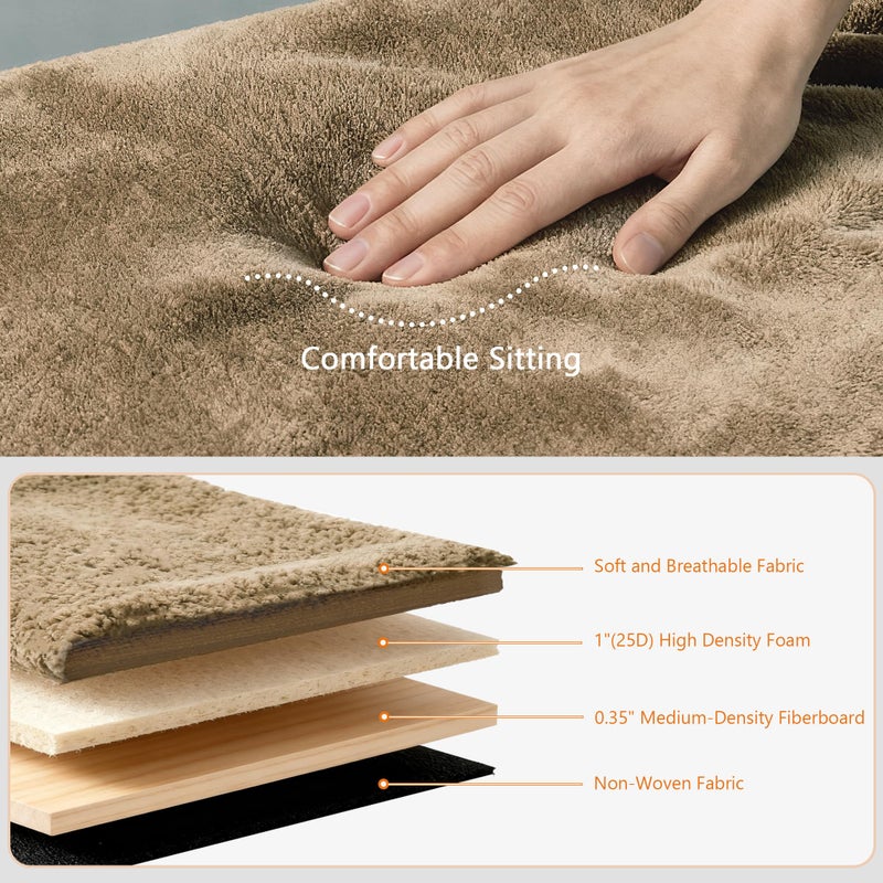 GLAXYFUR Oval Storage Ottoman Bench, Sherpa Foot Rest, 43 Inch Folding Chest for Living Room, Bedroom, Brown - Image 4