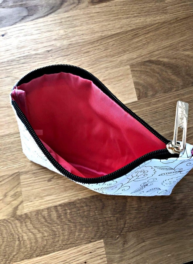 Bella Jade Small Makeup Pouch for Women, Cute Black and White Floral Cosmetic Bag for Purse - Image 4