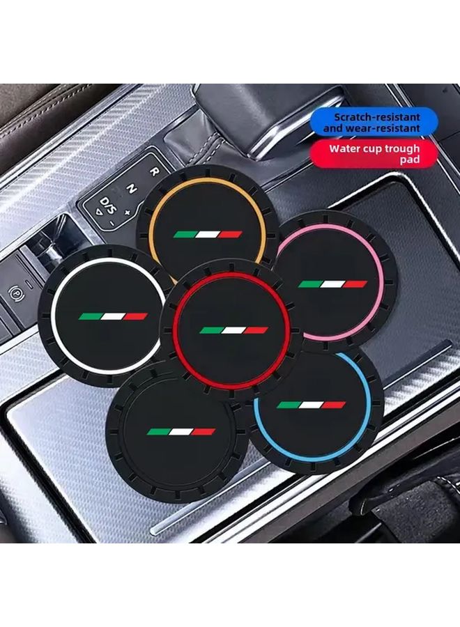 2pcs Pink Sport Car Cup Mats Front Rear Seat Easy Clean Durable PVC - Image 3