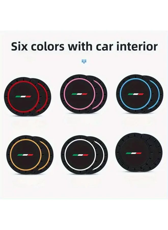 2pcs Pink Sport Car Cup Mats Front Rear Seat Easy Clean Durable PVC - Image 4