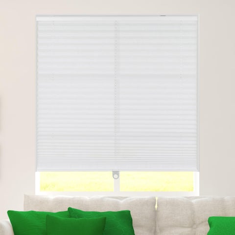 CALYX INTERIORS Pleated Fabric Window Shade Light Filtering Cordless 465 W x 48 H White