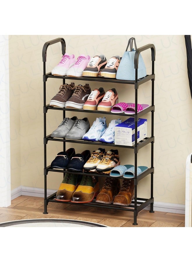 Lukzer MSR-005 5-Layer Shoe Rack for Home | Sturdy Metal Shoe Organizer Shelf | Space-Saving Free-Standing Storage for Shoes, Slippers & Accessories | Entryway, Closet Use (Black, 104x58x28 cm) - Image 1