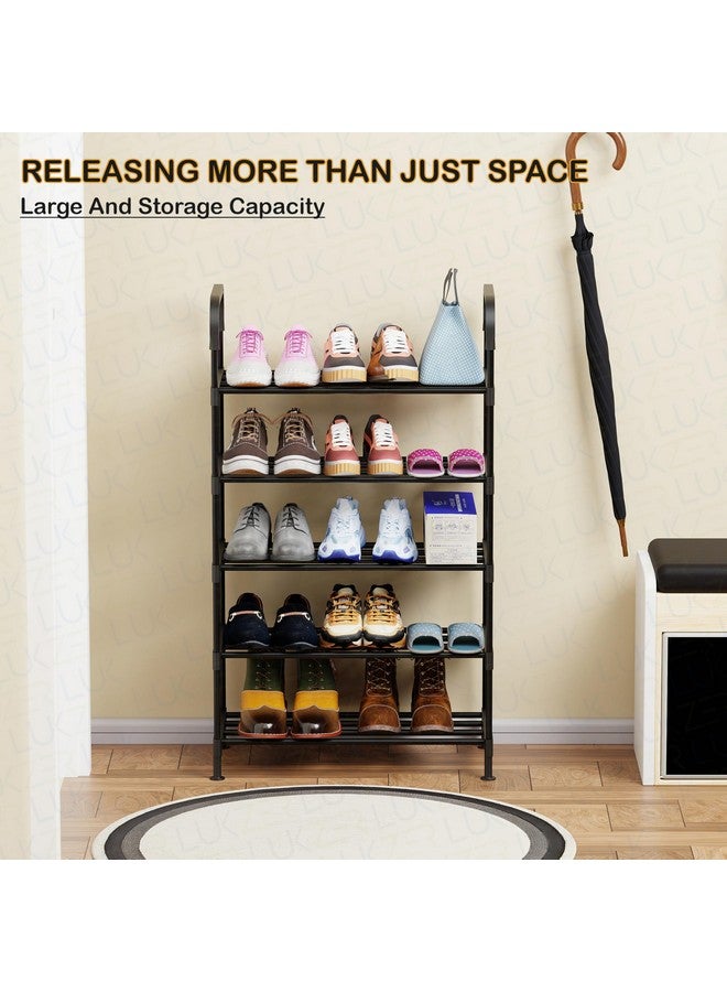 Lukzer MSR-005 5-Layer Shoe Rack for Home | Sturdy Metal Shoe Organizer Shelf | Space-Saving Free-Standing Storage for Shoes, Slippers & Accessories | Entryway, Closet Use (Black, 104x58x28 cm) - Image 2