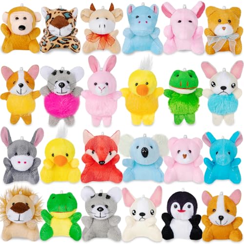 Sofier 24 Pack Mini Stuffed Animals Bulk Party Favors For Kids Treasure Box Toys Classroom Plush Toys Claw Machine Key Chains Carnival Prizes Small Valentine Halloween Christmas Gifts Stocking Stuffers - Image 1