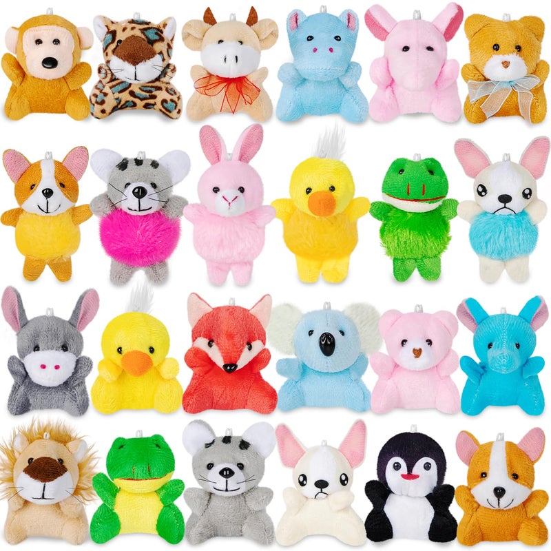 Sofier 24 Pack Mini Stuffed Animals Bulk Party Favors For Kids Treasure Box Toys Classroom Plush Toys Claw Machine Key Chains Carnival Prizes Small Valentine Halloween Christmas Gifts Stocking Stuffers - Image 3