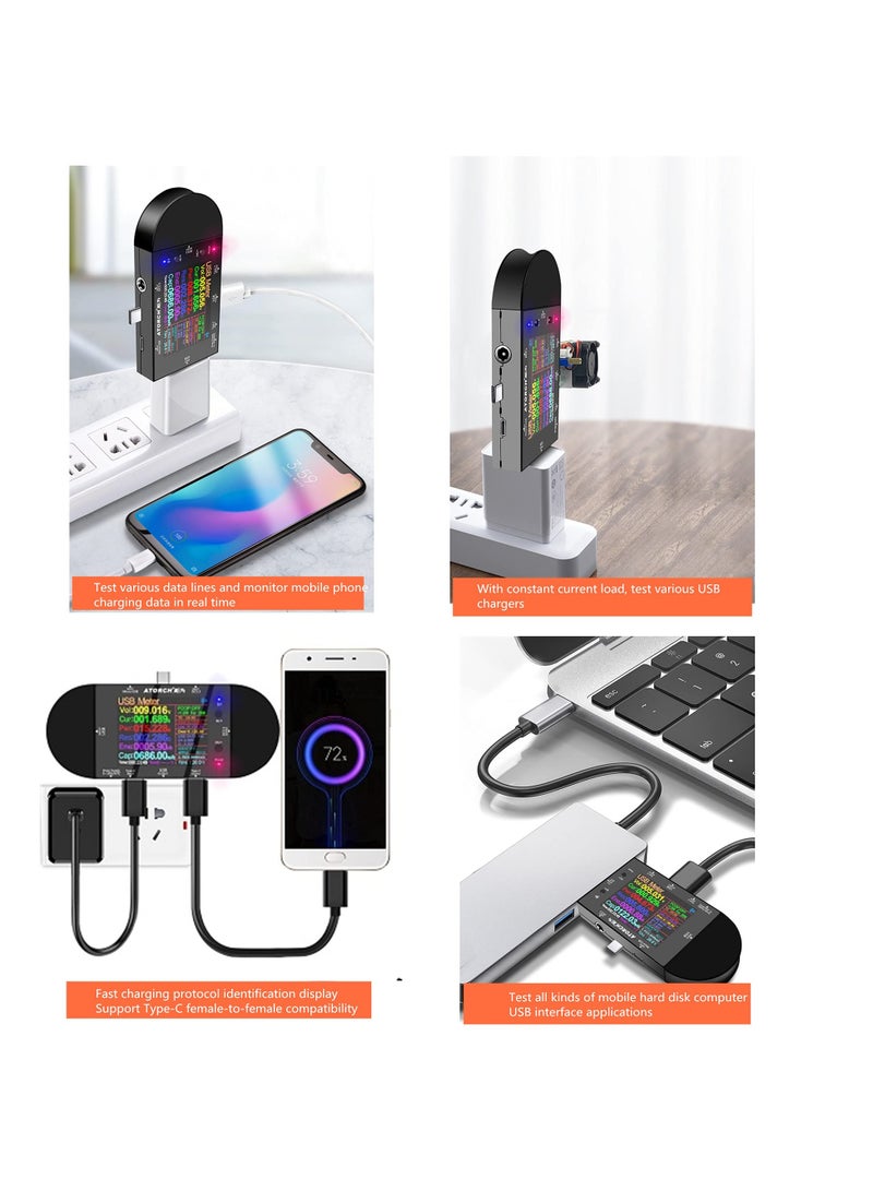 Excefore مقياس الطاقة USB UD24 DC 5-32V 5.1A شاشة ملونة IPS مقياس الجهد والتيار DC5.5 Type-C اختبار رقمي لمقياس سرعة الشحن وسعة بنك الطاقة QC PD 2.0 3.0  - Image 2