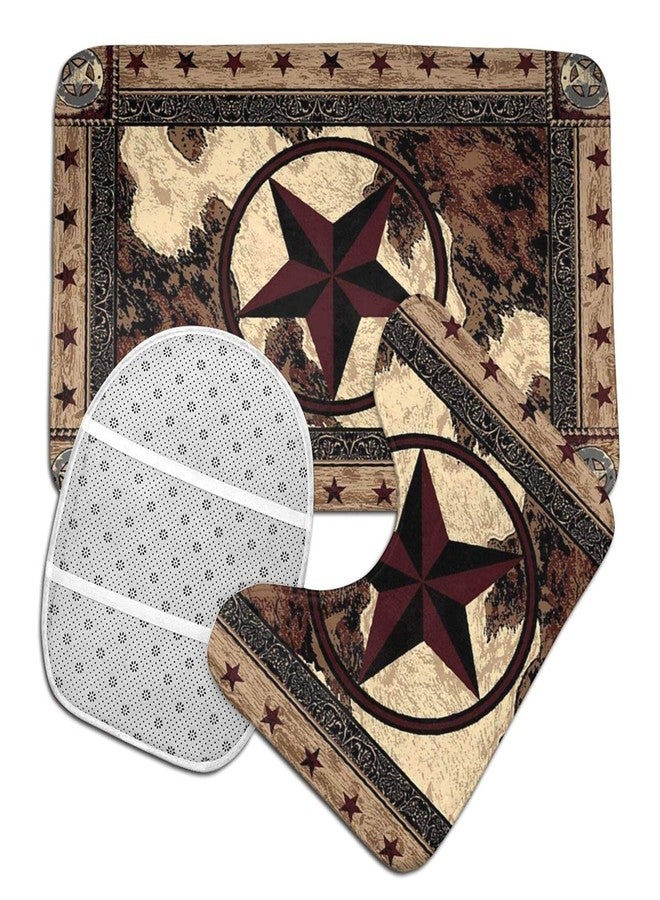 Granbey Western Texas Bath Rug Set 3 Piece Bathroom Contour Rugs Combo, Soft Bath Shower Mat and U-Shaped Toilet Floor Rug - Image 5