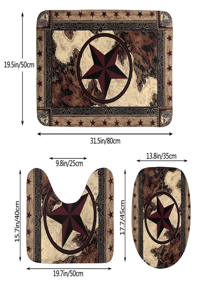 Granbey Western Texas Bath Rug Set 3 Piece Bathroom Contour Rugs Combo, Soft Bath Shower Mat and U-Shaped Toilet Floor Rug - Image 4
