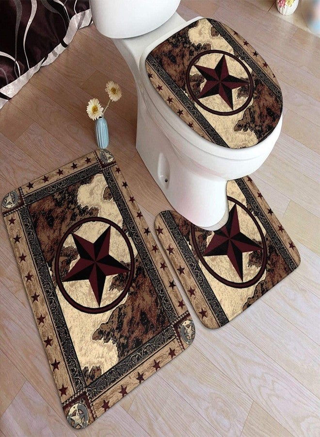 Granbey Western Texas Bath Rug Set 3 Piece Bathroom Contour Rugs Combo, Soft Bath Shower Mat and U-Shaped Toilet Floor Rug - Image 2