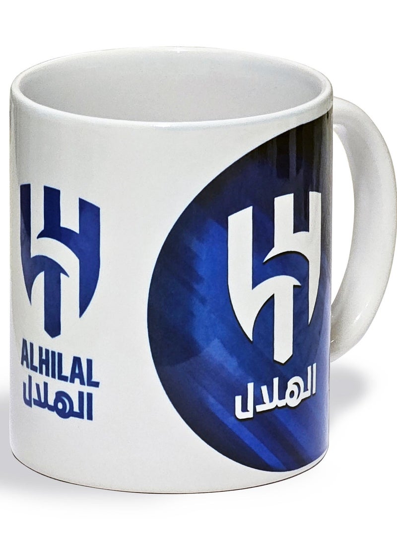 Crescent ceramic cup for loyal fans Loyal fans cup with three sides of the Al Hilal Saudi Club logo white/blue - Image 1