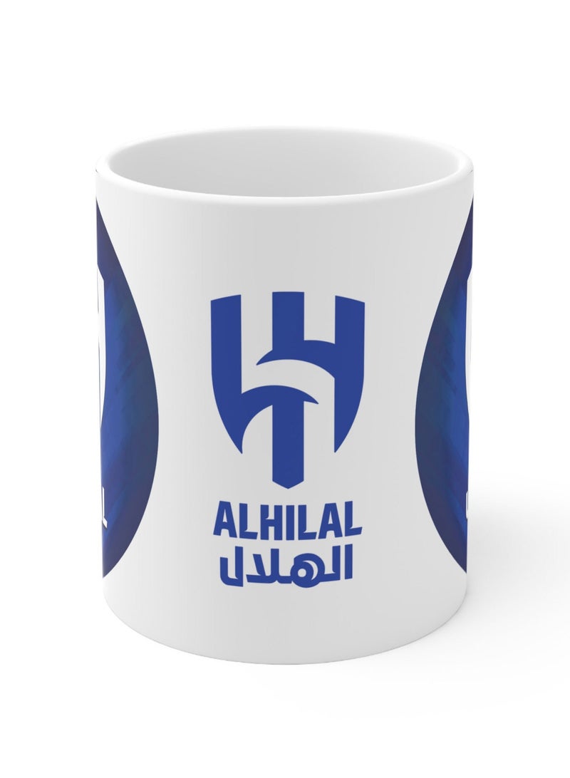 Crescent ceramic cup for loyal fans Loyal fans cup with three sides of the Al Hilal Saudi Club logo white/blue - Image 3