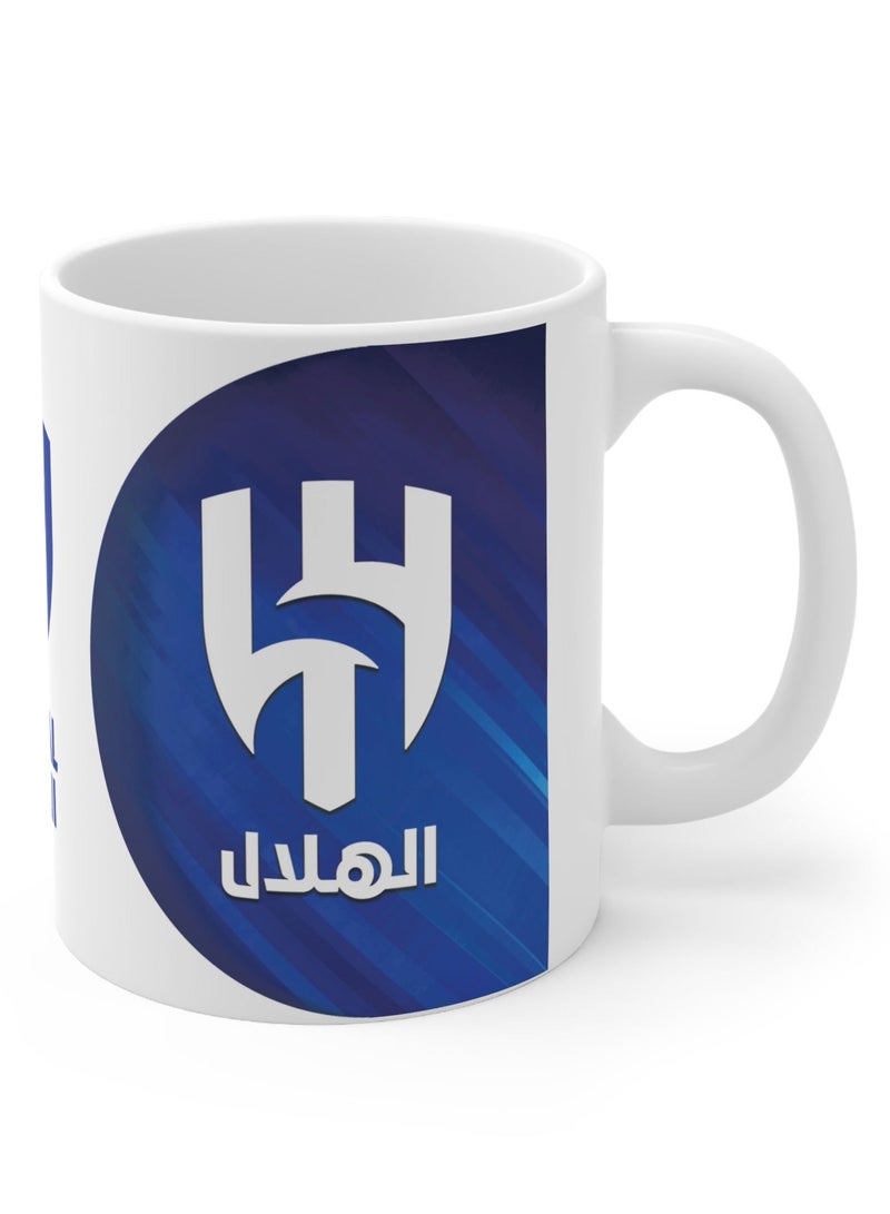 Crescent ceramic cup for loyal fans Loyal fans cup with three sides of the Al Hilal Saudi Club logo white/blue - Image 2