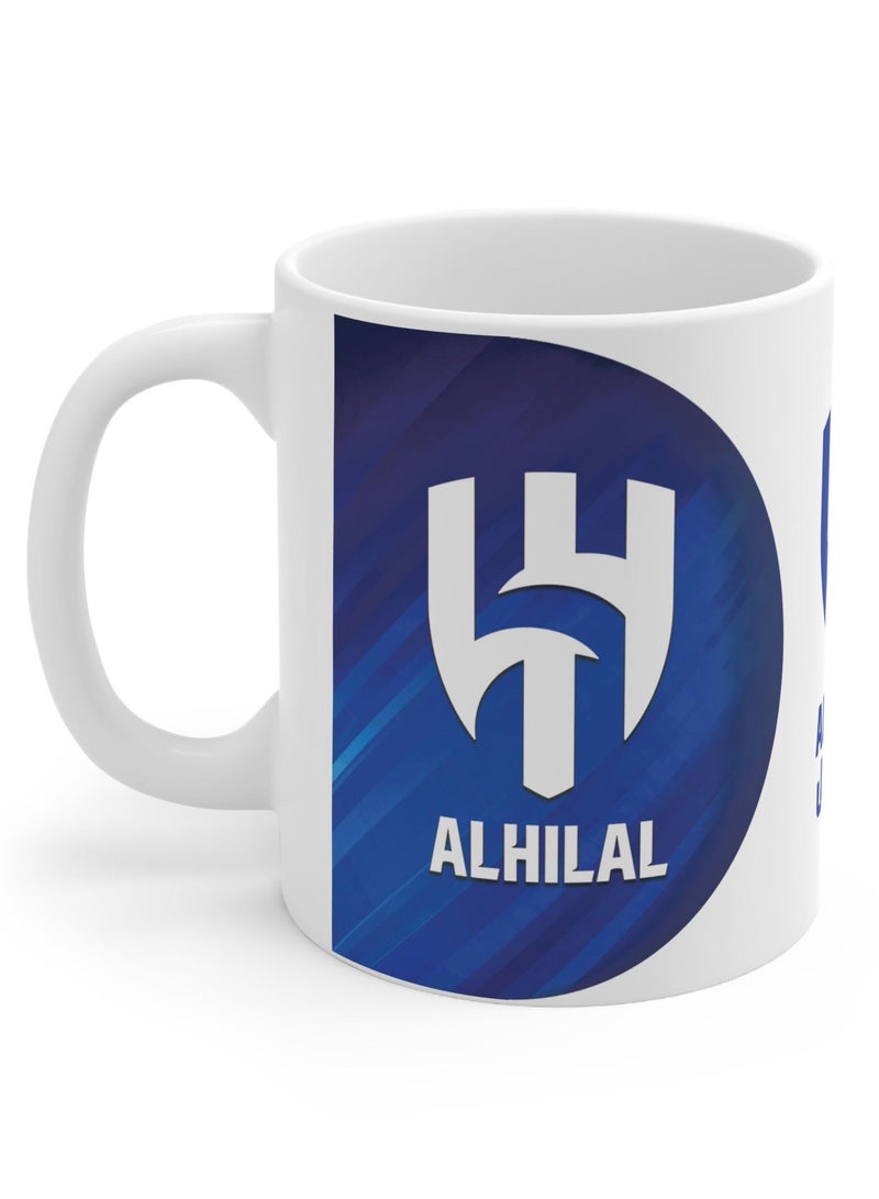 Crescent ceramic cup for loyal fans Loyal fans cup with three sides of the Al Hilal Saudi Club logo white/blue - Image 4