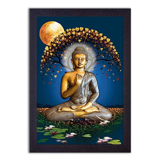 BUDDHA PAINTING FOR LIVING ROOM LORD BUDDHA PAINTING WITH FRAME 50X35 CM GAUTAM BUDDHA WALL PAINTING WALL PAINTINGS FOR HOME DECORATION