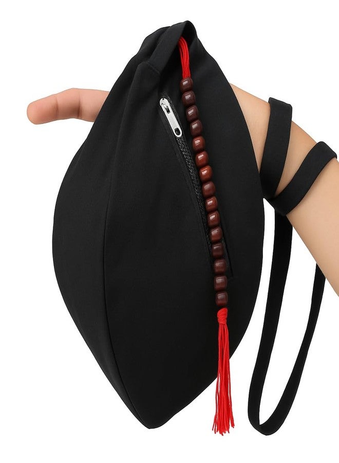 MAYAPURI Black Cotton Japa Mala Bag with Sakshi Mala | Durable Sling-Style Chanting Bag with Zip Lock | Lightweight & Comfortable for Daily Japa Meditation - Image 1