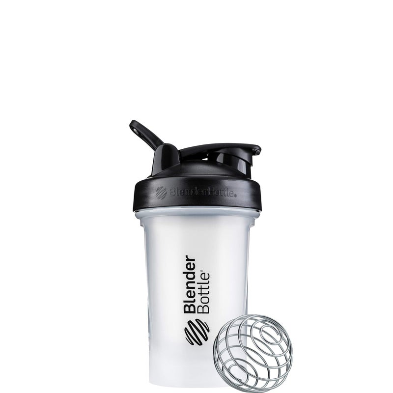 BlenderBottle زجاجة خلط بلندر بوتل كلاسيك V2 مثالية لاهتزازات البروتين وما قبل التمرين، سعة 20 أونصة، شفافة/سوداء - Image 1