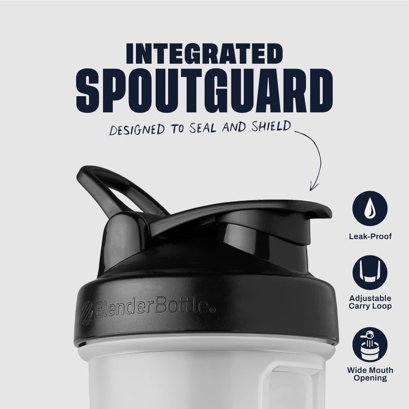 BlenderBottle زجاجة خلط بلندر بوتل كلاسيك V2 مثالية لاهتزازات البروتين وما قبل التمرين، سعة 20 أونصة، شفافة/سوداء - Image 2