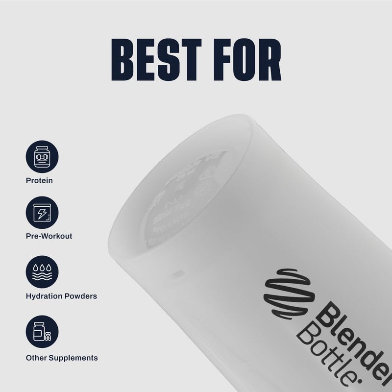 BlenderBottle زجاجة خلط بلندر بوتل كلاسيك V2 مثالية لاهتزازات البروتين وما قبل التمرين، سعة 20 أونصة، شفافة/سوداء - Image 4