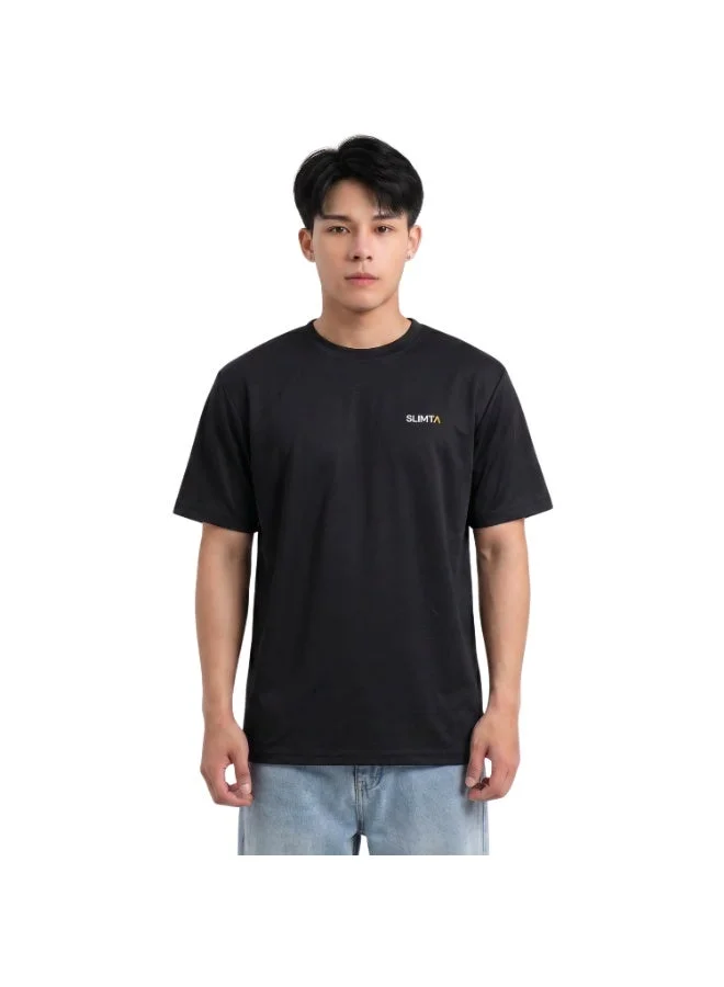 SLIMTA Men's Dry Fit T-Shirt Jet Black Lightweight Moisture-Wicking Crew Neck Tee Everyday Casual & Active Wear