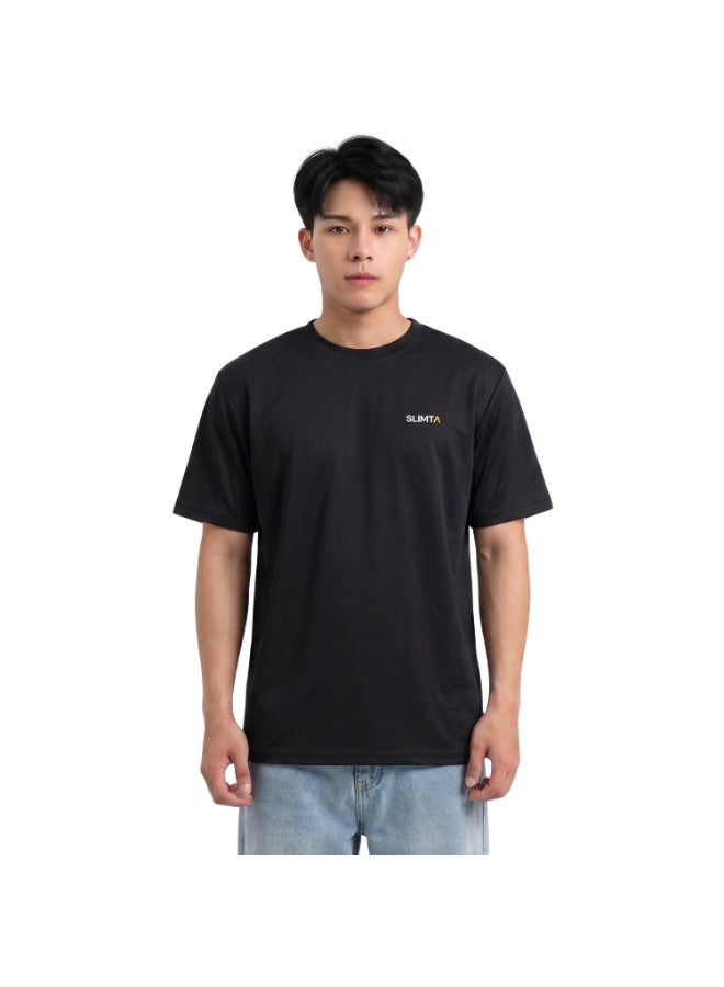 SLIMTA Men's Dry Fit T-Shirt Jet Black Lightweight Moisture-Wicking Crew Neck Tee Everyday Casual & Active Wear - Image 2
