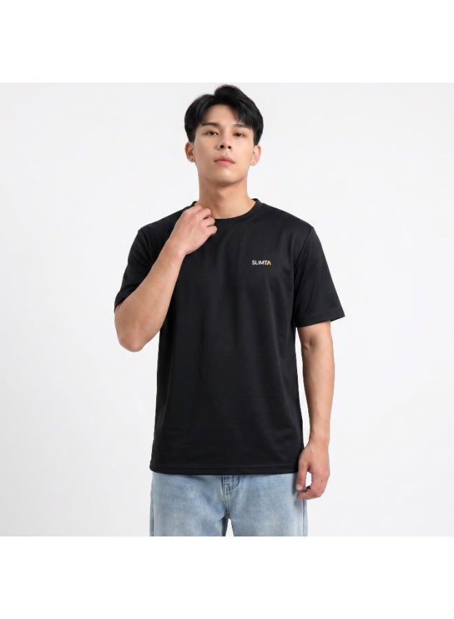 SLIMTA Men's Dry Fit T-Shirt Jet Black Lightweight Moisture-Wicking Crew Neck Tee Everyday Casual & Active Wear - Image 1