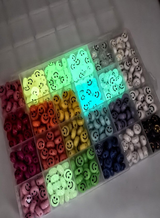 Looconi Amaney 480pcs Smiley Face Beads 24 Colors 10mm Big Acrylic Beads with Stretchy Bracelet String for Jewelry Bracelet Earring Necklace Craft Mobile Phone Pendant Making Kit - Image 3