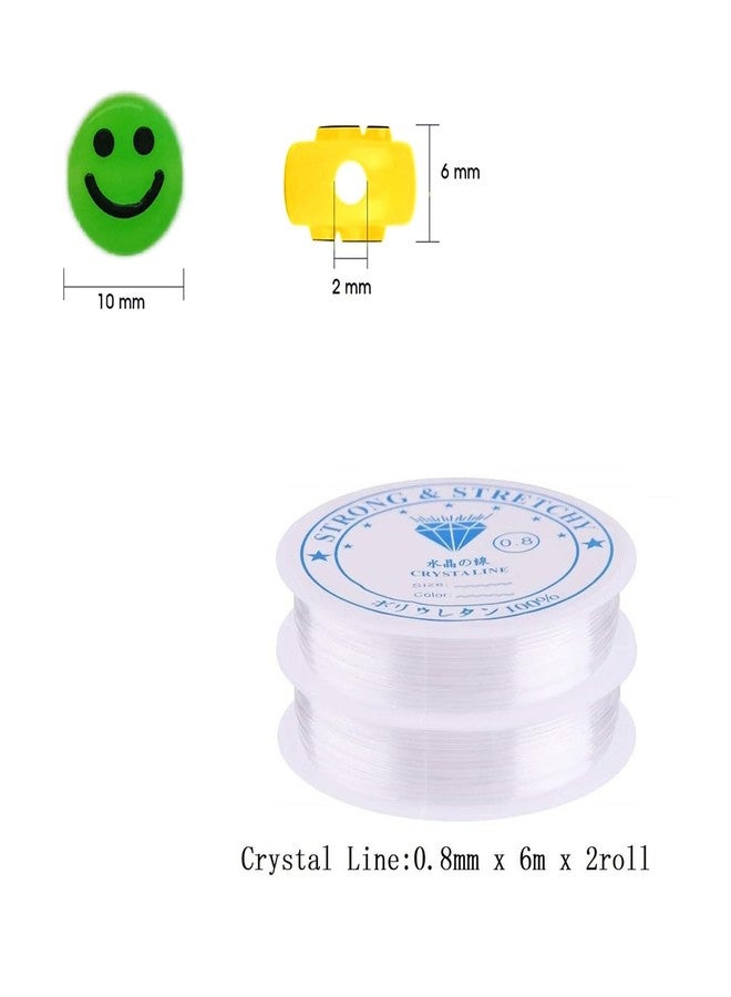 Looconi Amaney 480pcs Smiley Face Beads 24 Colors 10mm Big Acrylic Beads with Stretchy Bracelet String for Jewelry Bracelet Earring Necklace Craft Mobile Phone Pendant Making Kit - Image 2