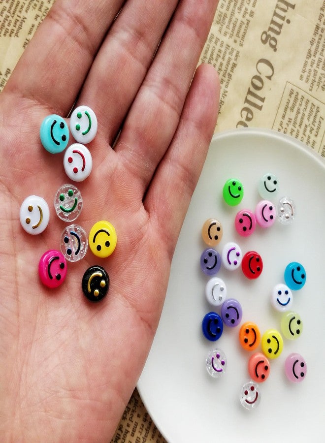 Looconi Amaney 480pcs Smiley Face Beads 24 Colors 10mm Big Acrylic Beads with Stretchy Bracelet String for Jewelry Bracelet Earring Necklace Craft Mobile Phone Pendant Making Kit - Image 4